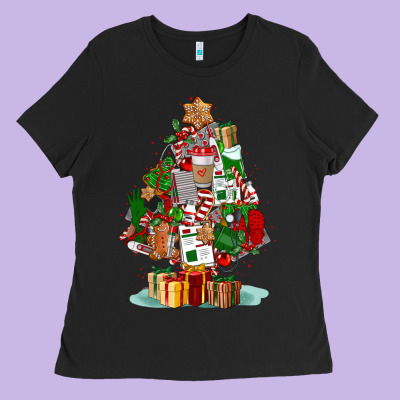 Nurse Christmas Tree Ladies Tee Designed By Fadigitalartstudio