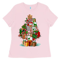 Bubblegum Pink nurse christmas tree Ladies Tee - FaDigitalArtStudio