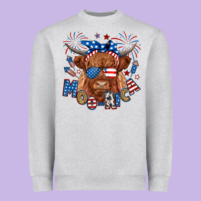 Moo Rica Highland Cow Heavyweight Sweatshirt Designed By Ranaportraitstore