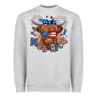 Heather Grey moo rica highland cow Heavyweight Sweatshirt - RanaPortraitStore
