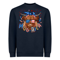 Navy moo rica highland cow Heavyweight Sweatshirt - RanaPortraitStore