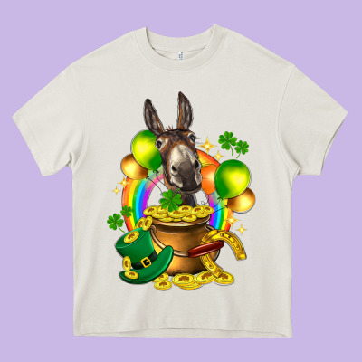 St. Patrick's Donkey With Balloon Heavy Core Tee Designed By Howdyjamesfarm