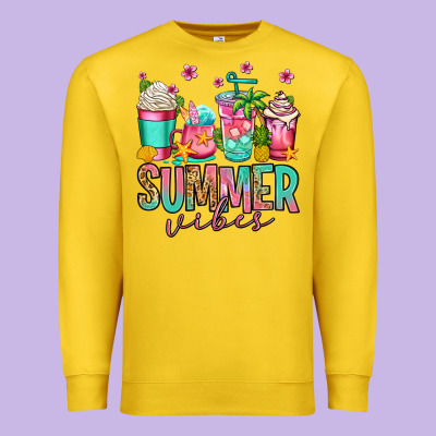 Summer Vibes Coffee Cups Premium Sweatshirt Designed By Jasminsmagicworld