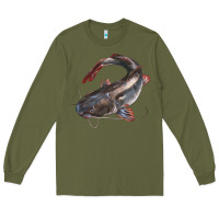 Army Green Catfish Illustrations Long Sleeve Tee - LillyAllenDesigns