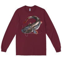 Burgundy Catfish Illustrations Long Sleeve Tee - LillyAllenDesigns