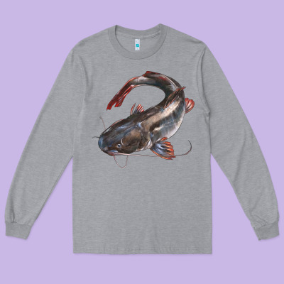 Catfish Illustrations Long Sleeve Tee Designed By Lillyallendesigns