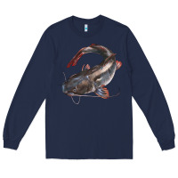 Navy Catfish Illustrations Long Sleeve Tee - LillyAllenDesigns