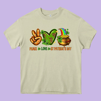Peace Love St. Patrick's Day Heavy Core Tee Designed By Howdyjamesfarm