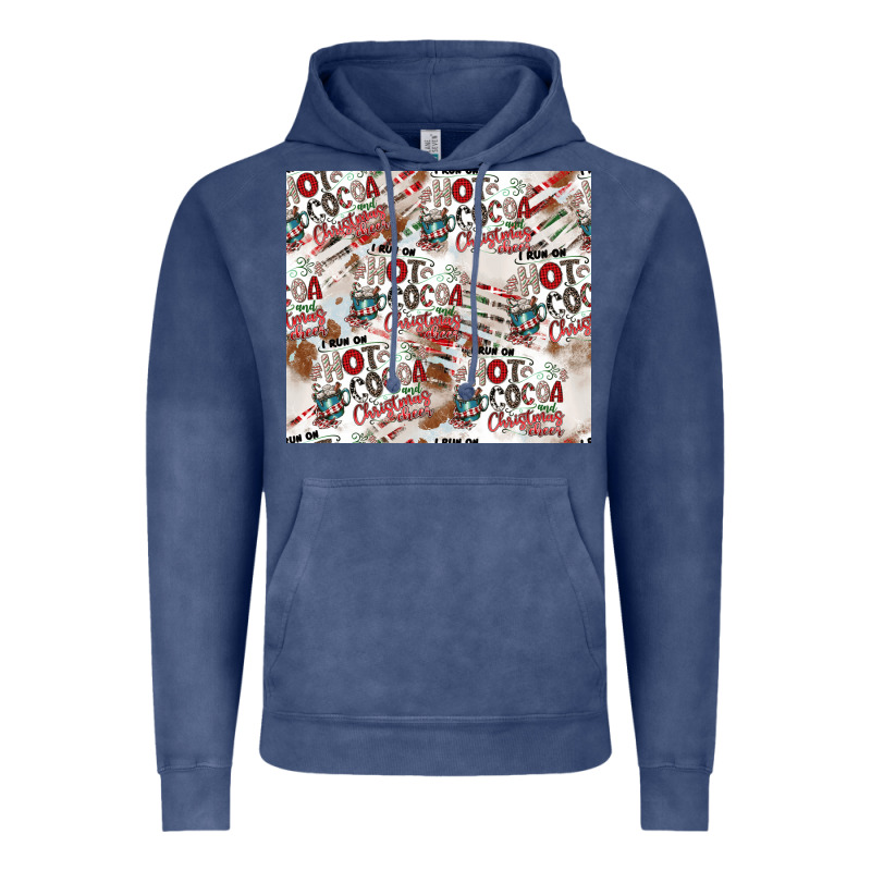 Hot Cocoa Christmas Cheer Pattern Vintage Hoodie by CowhideDigitalArt | Teevron