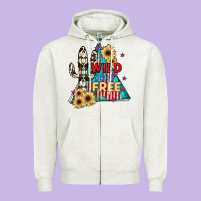 Wıld And Free Zipper Hoodie Designed By Jahusdesignshop