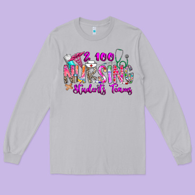 100 Nursing Students Teams Long Sleeve Tee Designed By Cowhidedigitalart