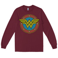 Burgundy Wonder Woman Vintage Emblem Long Sleeve Tee - maiPhamDesign