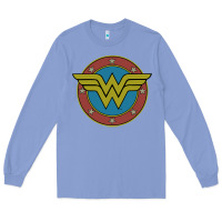 Colony Blue Wonder Woman Vintage Emblem Long Sleeve Tee - maiPhamDesign