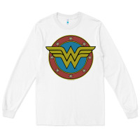White Wonder Woman Vintage Emblem Long Sleeve Tee - maiPhamDesign