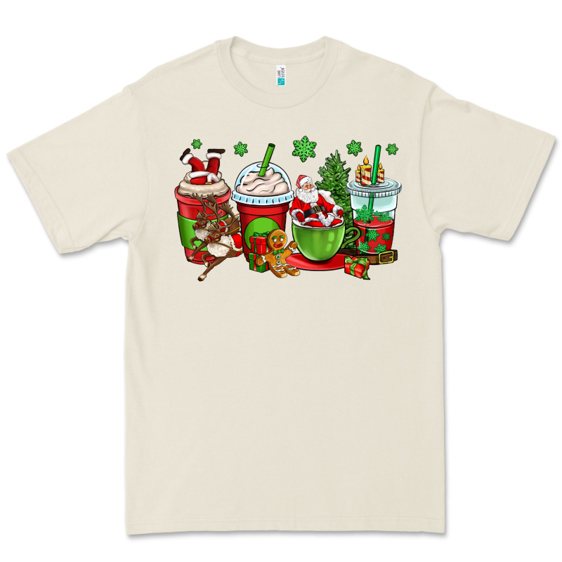 Christmas Santa Claus Coffee Cups Premium Tee by OliviaCreatesArt | Teevron