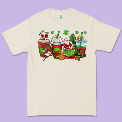 Christmas Santa Claus Coffee Cups Premium Tee Designed By Oliviacreatesart