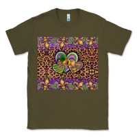 Army Green mardi gras fleur de lis hearts leopard glitter Classic Tee - Artiststas