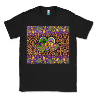 Black mardi gras fleur de lis hearts leopard glitter Classic Tee - Artiststas