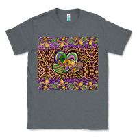 Charcoal Heather mardi gras fleur de lis hearts leopard glitter Classic Tee - Artiststas