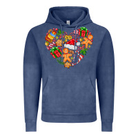 Vintage Denim love Christmas  heart Vintage Hoodie - CowhideDigitalArt