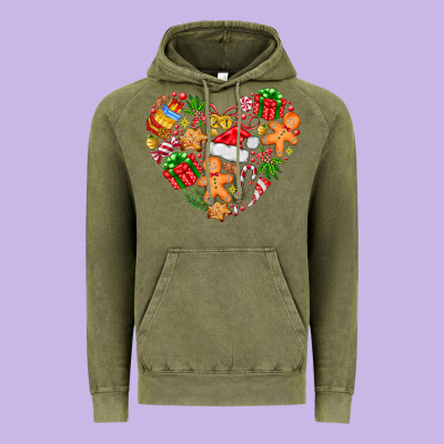 Love Christmas  Heart Vintage Hoodie Designed By Cowhidedigitalart