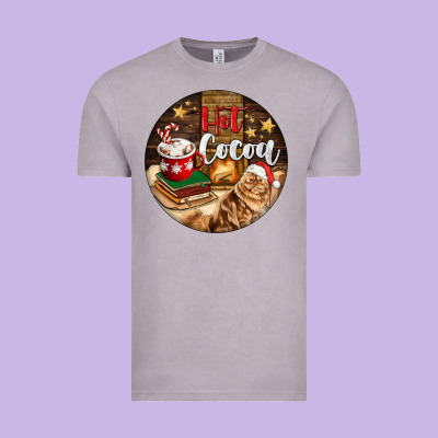 Hot Cocoa With Cat Vintage Tee Designed By Fadigitalartstudio