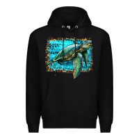 Black sea turtle with background Premium Hoodie - Artiststas