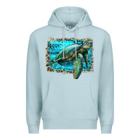 Blue Mist sea turtle with background Premium Hoodie - Artiststas
