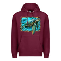 Burgundy sea turtle with background Premium Hoodie - Artiststas