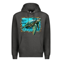 Charcoal Heather sea turtle with background Premium Hoodie - Artiststas
