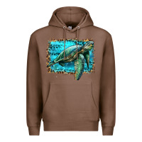 Chestnut sea turtle with background Premium Hoodie - Artiststas
