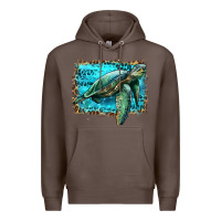Coffee sea turtle with background Premium Hoodie - Artiststas