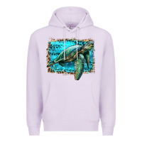 Lilac sea turtle with background Premium Hoodie - Artiststas