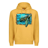 Mustard sea turtle with background Premium Hoodie - Artiststas