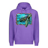Purple sea turtle with background Premium Hoodie - Artiststas
