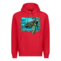 Red sea turtle with background Premium Hoodie - Artiststas