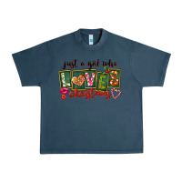 Midnight Navy Just A Girl Who Loves Christmas Urban Heavy Tee - FaDigitalArtStudio
