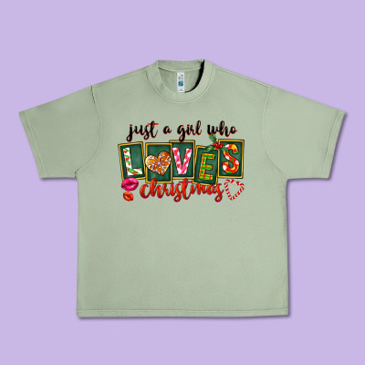 Just A Girl Who Loves Christmas Urban Heavy Tee Designed By Fadigitalartstudio