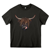 Asphalt Black highland cow Heavy Core Tee - RanaPortraitStore