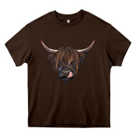 Chocolate Brown Black highland cow Heavy Core Tee - RanaPortraitStore