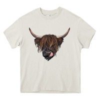 Cream Black highland cow Heavy Core Tee - RanaPortraitStore