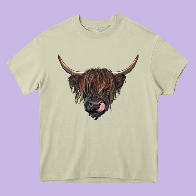 Black Highland Cow Heavy Core Tee Designed By Ranaportraitstore