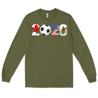 Army Green North America 2026 Football  Canada USA Mexico Soccer Long Sleeve Tee - maiPhamDesign
