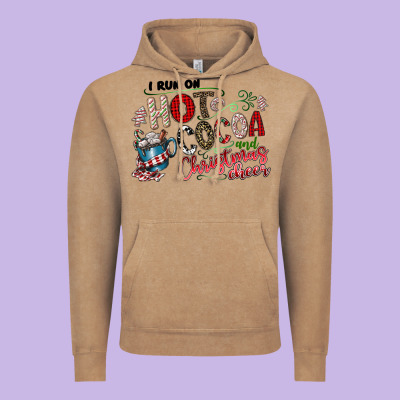 I Run Hot Cocoa And Christmas Cheer Vintage Hoodie Designed By Cowhidedigitalart