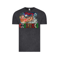 Vintage Black Merry Christmas Santa Sleigh Vintage Tee - FaDigitalArtStudio