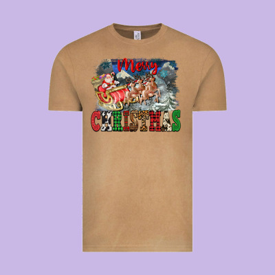 Merry Christmas Santa Sleigh Vintage Tee Designed By Fadigitalartstudio
