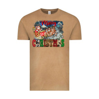 Vintage Camel Merry Christmas Santa Sleigh Vintage Tee - FaDigitalArtStudio