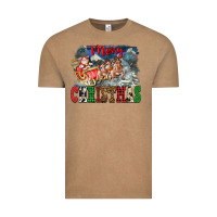 Vintage Coffee Merry Christmas Santa Sleigh Vintage Tee - FaDigitalArtStudio