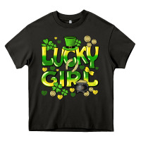 Asphalt lucky girl st. patricks day Heavy Core Tee - HowdyJamesFarm