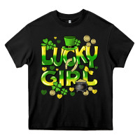 Black lucky girl st. patricks day Heavy Core Tee - HowdyJamesFarm